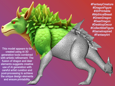 Verdant Dragon Guardian 3Dプリントモデル