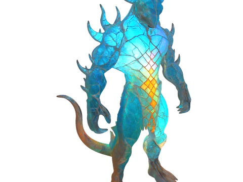 Luminous Crystal Dragon Statue 3D Print Model