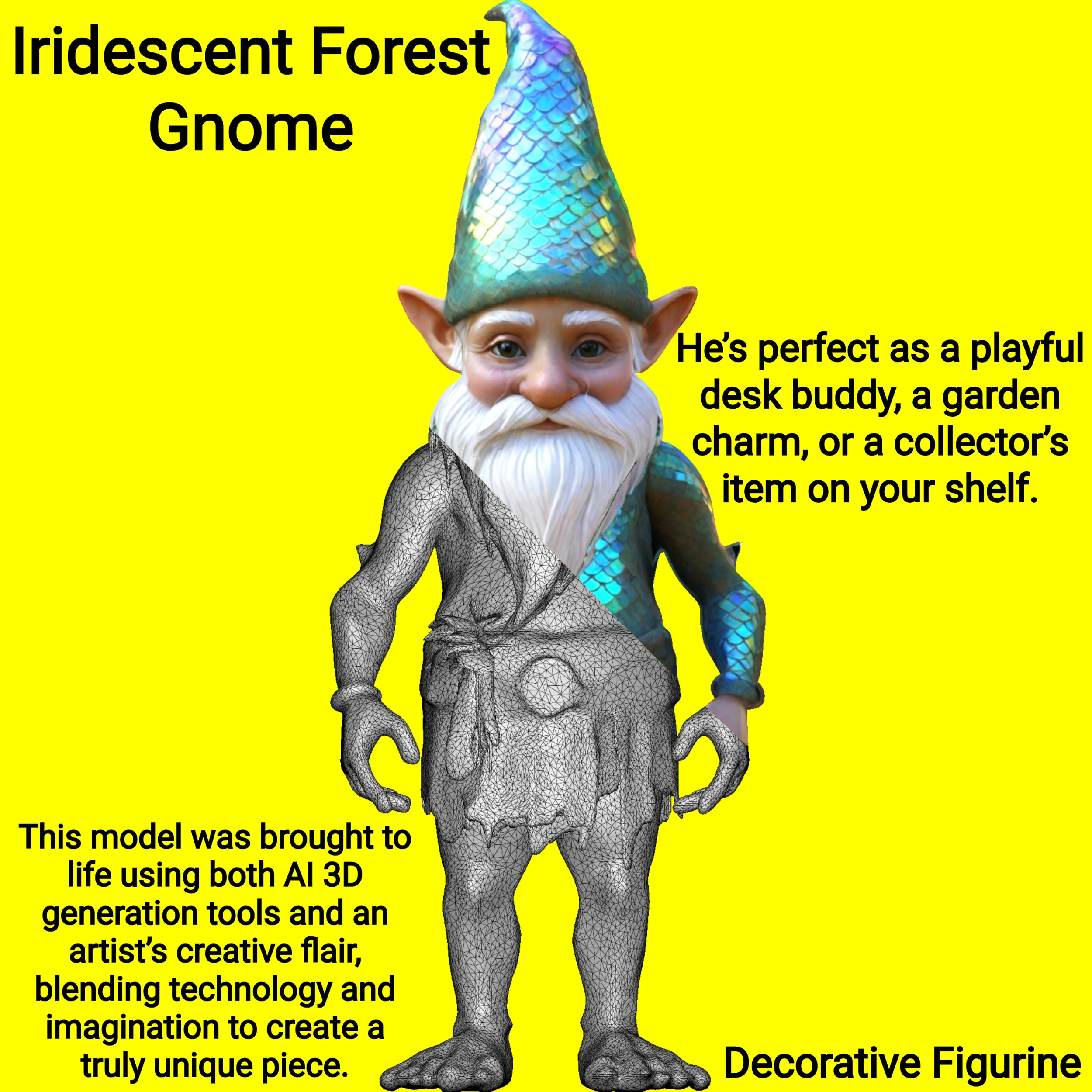 Iridescent Forest Gnome 3D Print Model .c4d .max .obj .3ds .fbx .stl .blend 