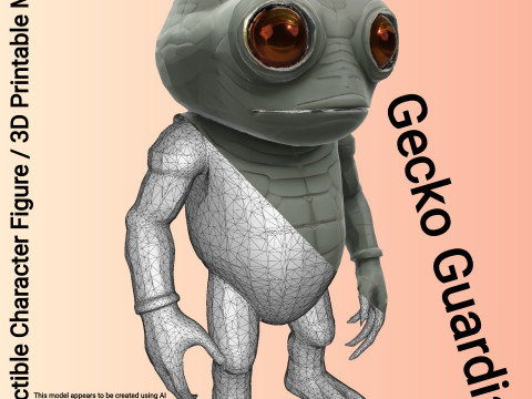 Gecko Guardian - The Wide-Eyed Reptilian Character 3D Принт Модель
