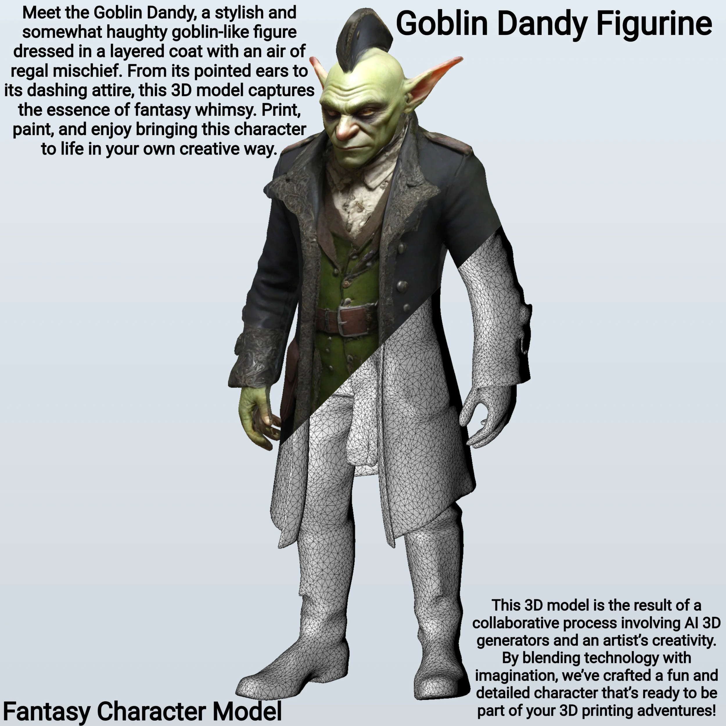 Goblin Dandy Figurine 3D Print Model .c4d .max .obj .3ds .fbx .stl .blend 
