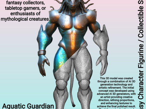 Aquatic Guardian - Iridescent Warrior 3Dプリントモデル