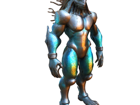 Aquatic Guardian - Iridescent Warrior 3D प्रिंट मॉडल