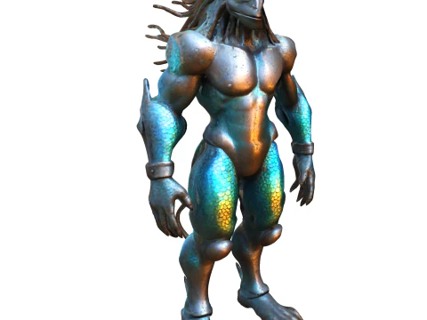 Aquatic Guardian - Iridescent Warrior 3D Print Model