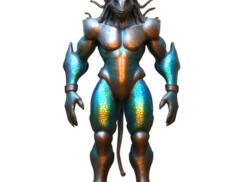 Aquatic Guardian - Iridescent Warrior 3D Print Model