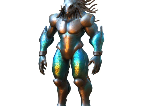 Aquatic Guardian - Iridescent Warrior 3D Print Model