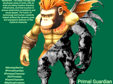 Primal Guardian - Mythical Monkey Warrior 3D Принт Модель