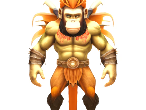 Primal Guardian - Mythical Monkey Warrior 3D Print Model