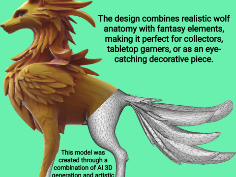 Golden Guardian Wolf 3D Принт Модель