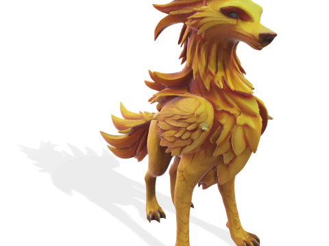Golden Guardian Wolf 3D Print Model
