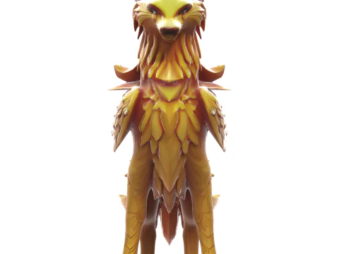 Golden Guardian Wolf 3D Print Model