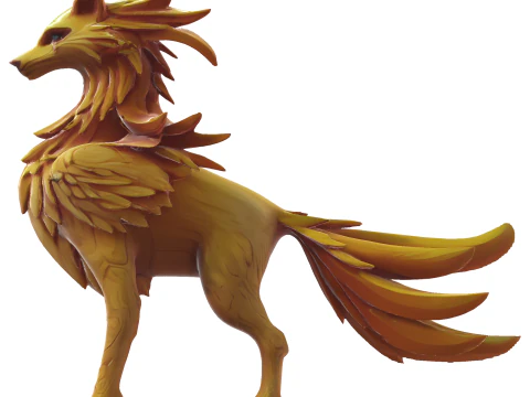 Golden Guardian Wolf 3D Print Model