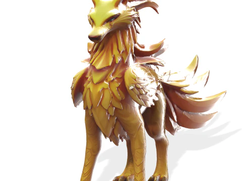 Golden Guardian Wolf 3D Print Model