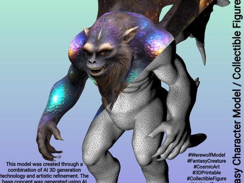 Cosmic Werewolf Guardian 3Dプリントモデル