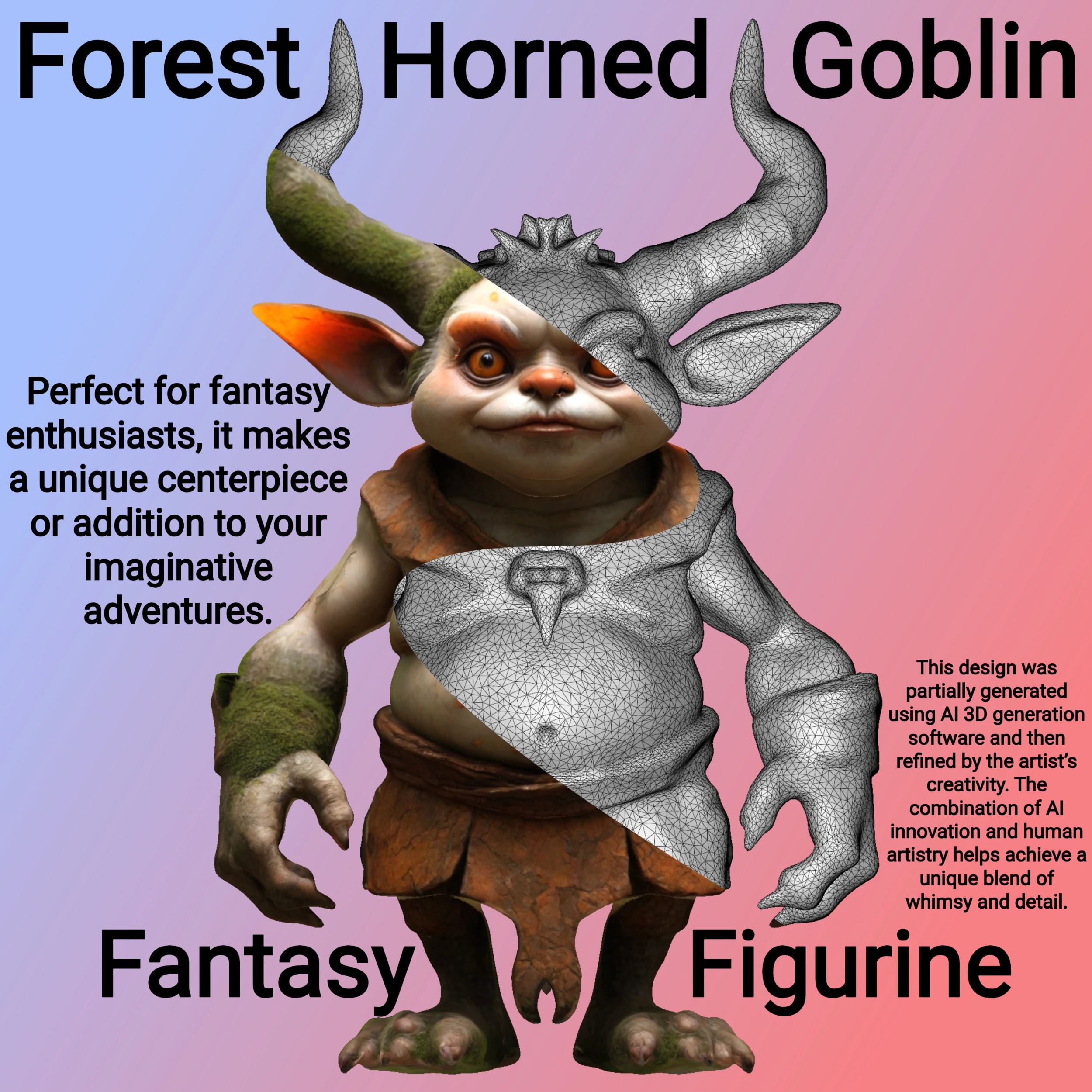 Forest Horned Goblin 3D Print Model .c4d .max .obj .3ds .fbx .stl .blend