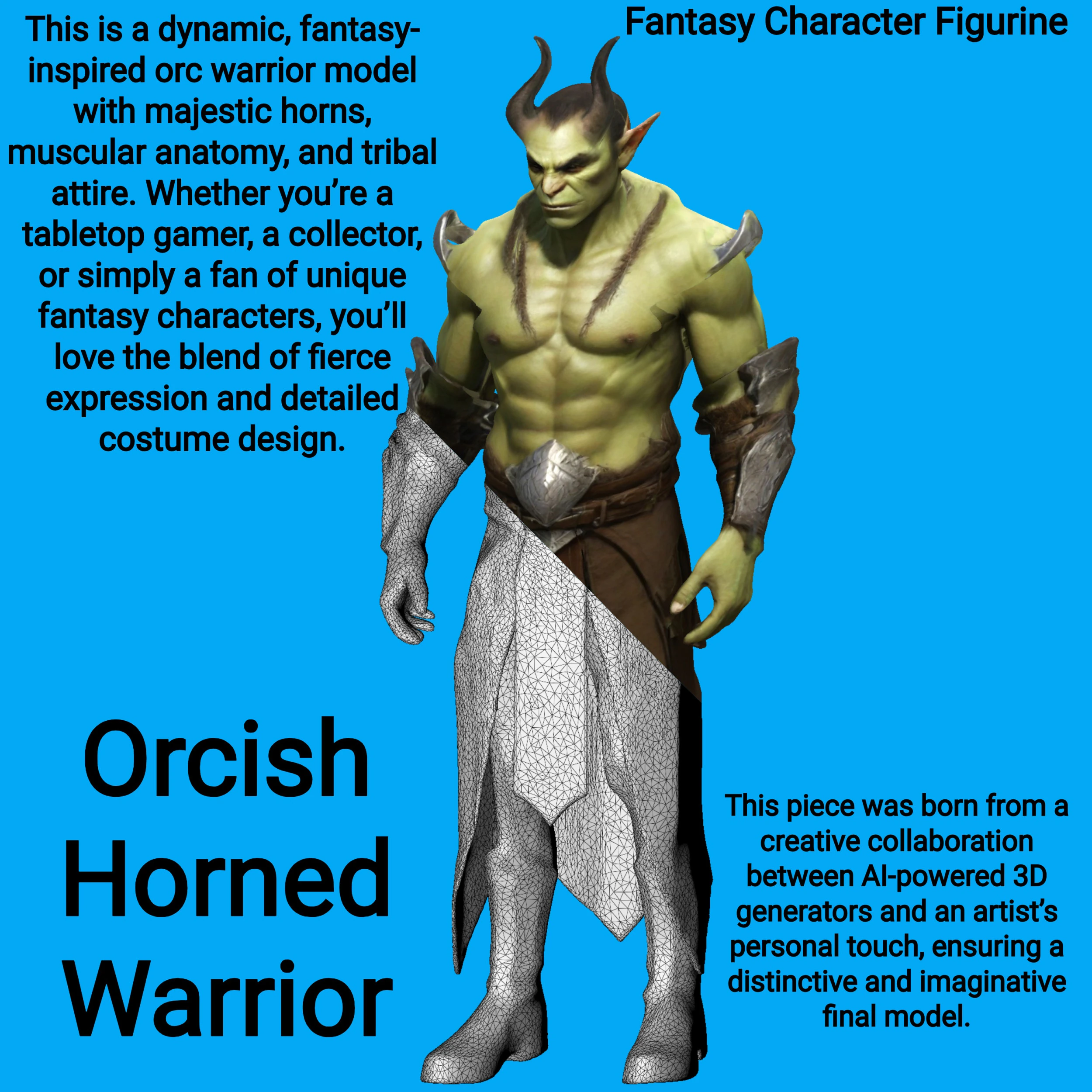 Orcish Horned Warrior 3D Print Model .c4d .max .obj .3ds .fbx .stl .blend