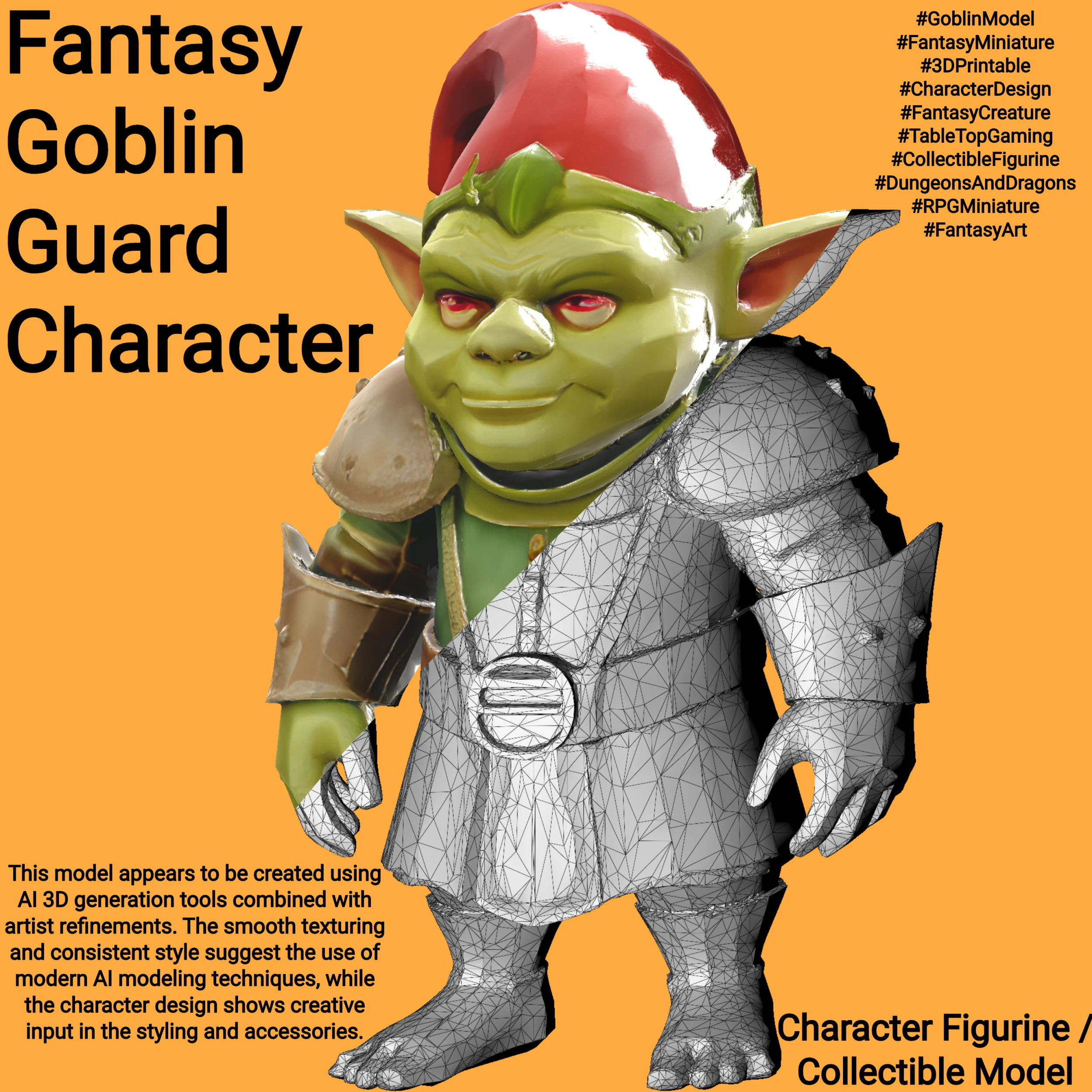 Fantasy Goblin Guard Character 3D Print Model .c4d .max .obj .3ds .fbx .stl .blend 