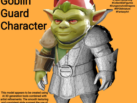 Fantasy Goblin Guard Character 3D Принт Модель
