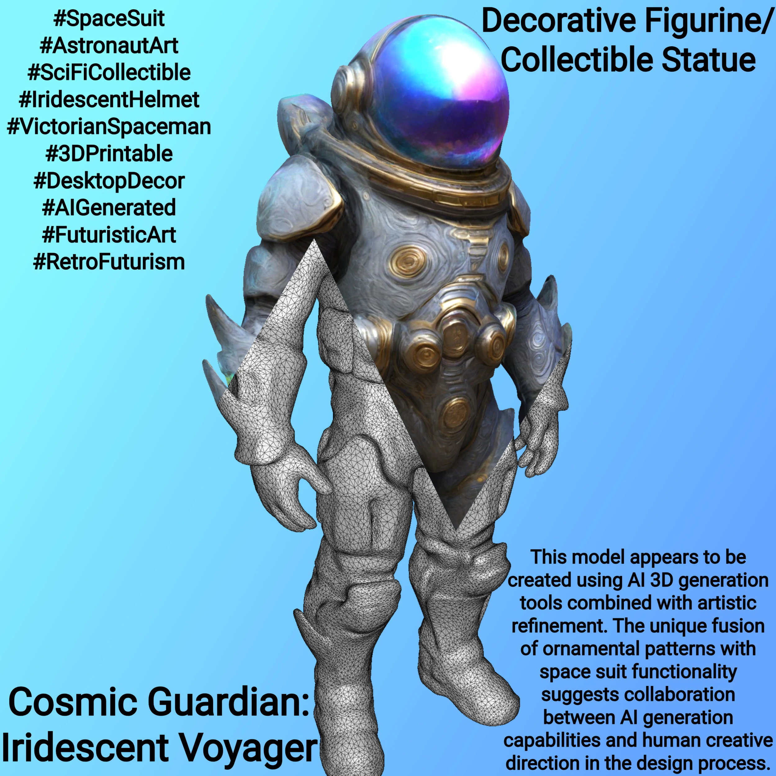 Cosmic Guardian Iridescent Voyager 3D Print Model .c4d .max .obj .3ds .fbx .stl .blend 
