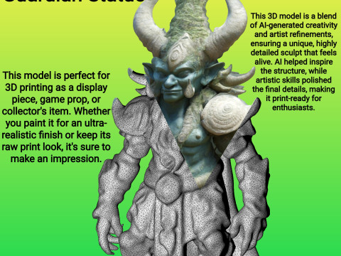 Ancient Demon Guardian Statue Modello di stampa 3D