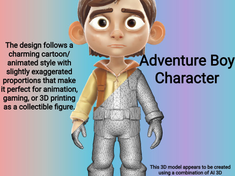 Adventure Boy Character 3Dプリントモデル