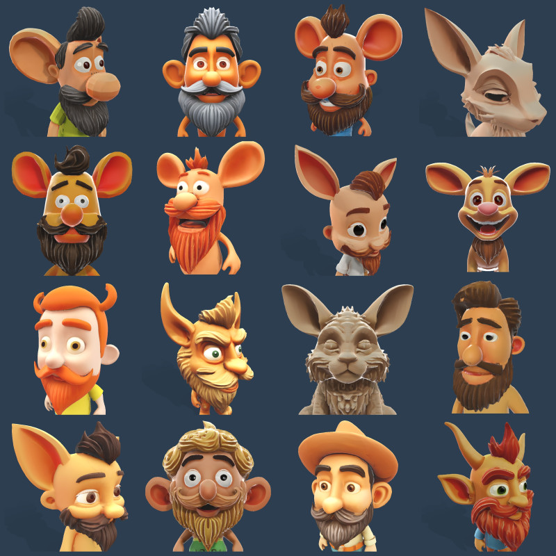Whimsical Woodland Creatures Premium 3D Character Collection 3D 打印模型 .c4d .max .obj .3ds .fbx .stl .blend