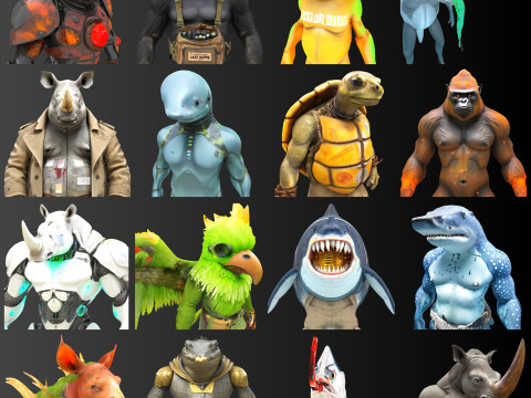 BeastBound Guardians Anthro Warrior Collection 3Dプリントモデル