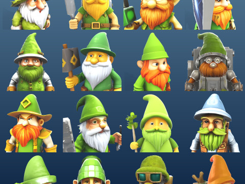 Garden Gnome Character Collection Premium 3D Print-Ready Figurines 3D प्रिंट मॉडल