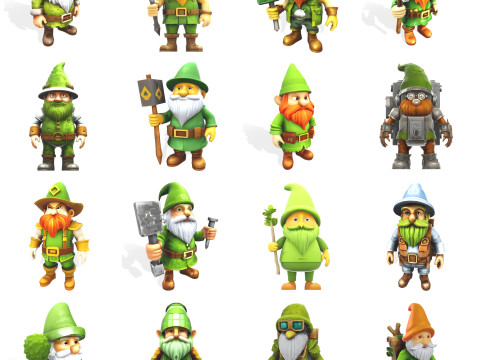 Garden Gnome Character Collection Premium 3D Print-Ready Figurines Model Cetak 3D