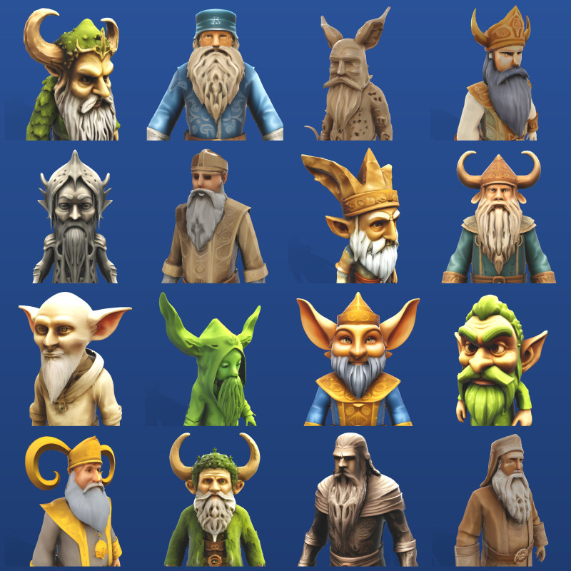 Ancient Dwarf Legends Premium Fantasy Character Collection 3D-printmodel .c4d .max .obj .3ds .fbx .stl .blend 