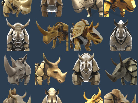 Mechanical Rhino Warriors Battle-Ready Sentinel Collection 3D Print Model