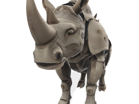 Mechanical Rhino Warriors Battle-Ready Sentinel Collection Model Cetak 3D