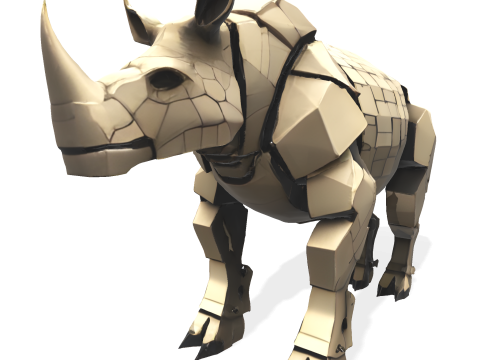 Mechanical Rhino Warriors Battle-Ready Sentinel Collection Model Cetak 3D