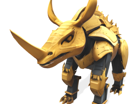 Mechanical Rhino Warriors Battle-Ready Sentinel Collection Model Cetak 3D
