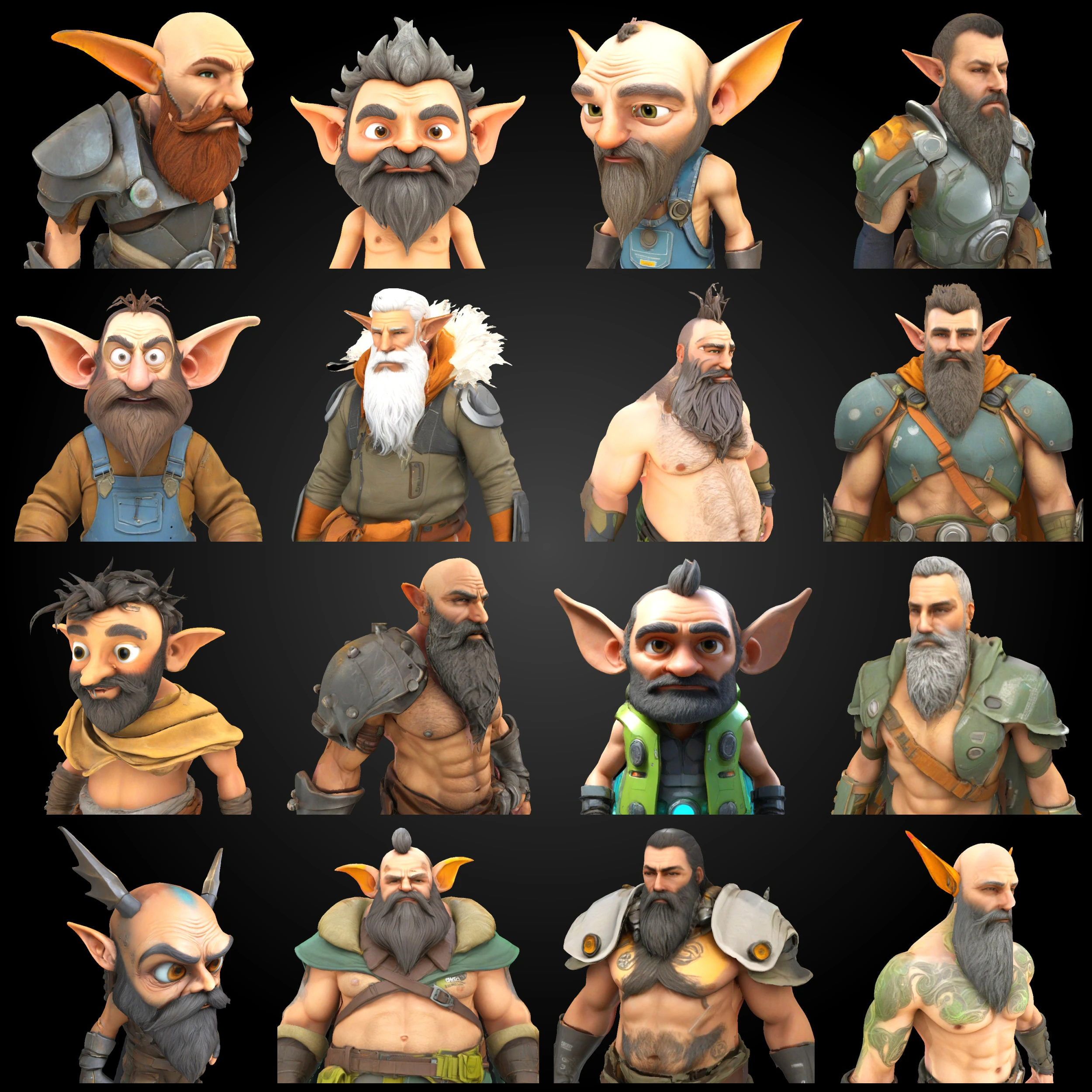 Fantasy Dwarf Warriors Collection - 3D Printable Tabletop Miniatures 3D Print Model .c4d .max .obj .3ds .fbx .stl .blend