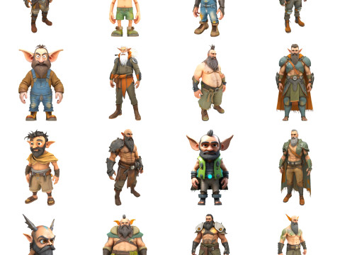 Fantasy Dwarf Warriors Collection - 3D Printable Tabletop Miniatures 3Dプリントモデル