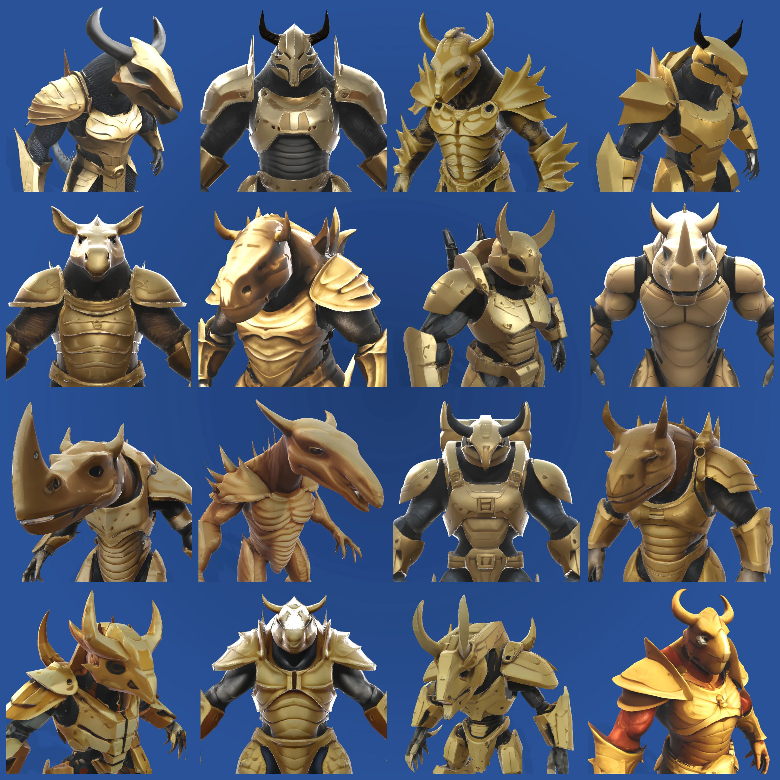 Golden Sentinel Armor Collection 3D Print Model .c4d .max .obj .3ds .fbx .stl .blend
