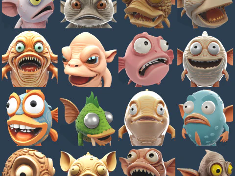 WhimsiFish AI クリーチャー コレクション 3Dプリントモデル