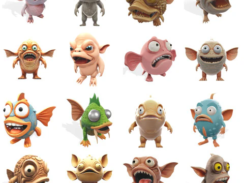 WhimsiFish AI Creature Collection 3D Print Model