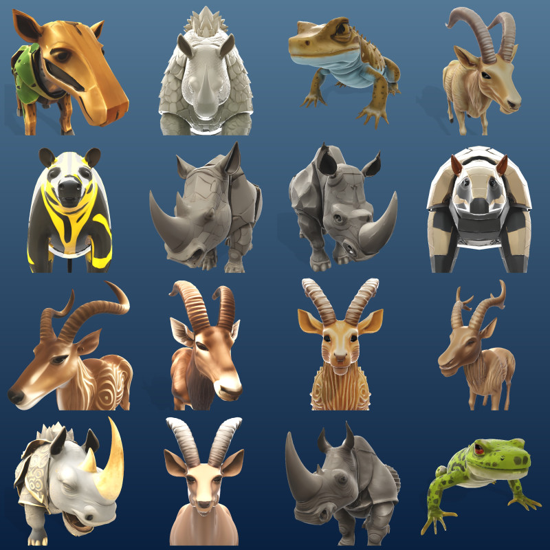 Safari Guardians Mythical Animal Collection 3D Print Model .c4d .max .obj .3ds .fbx .stl .blend 