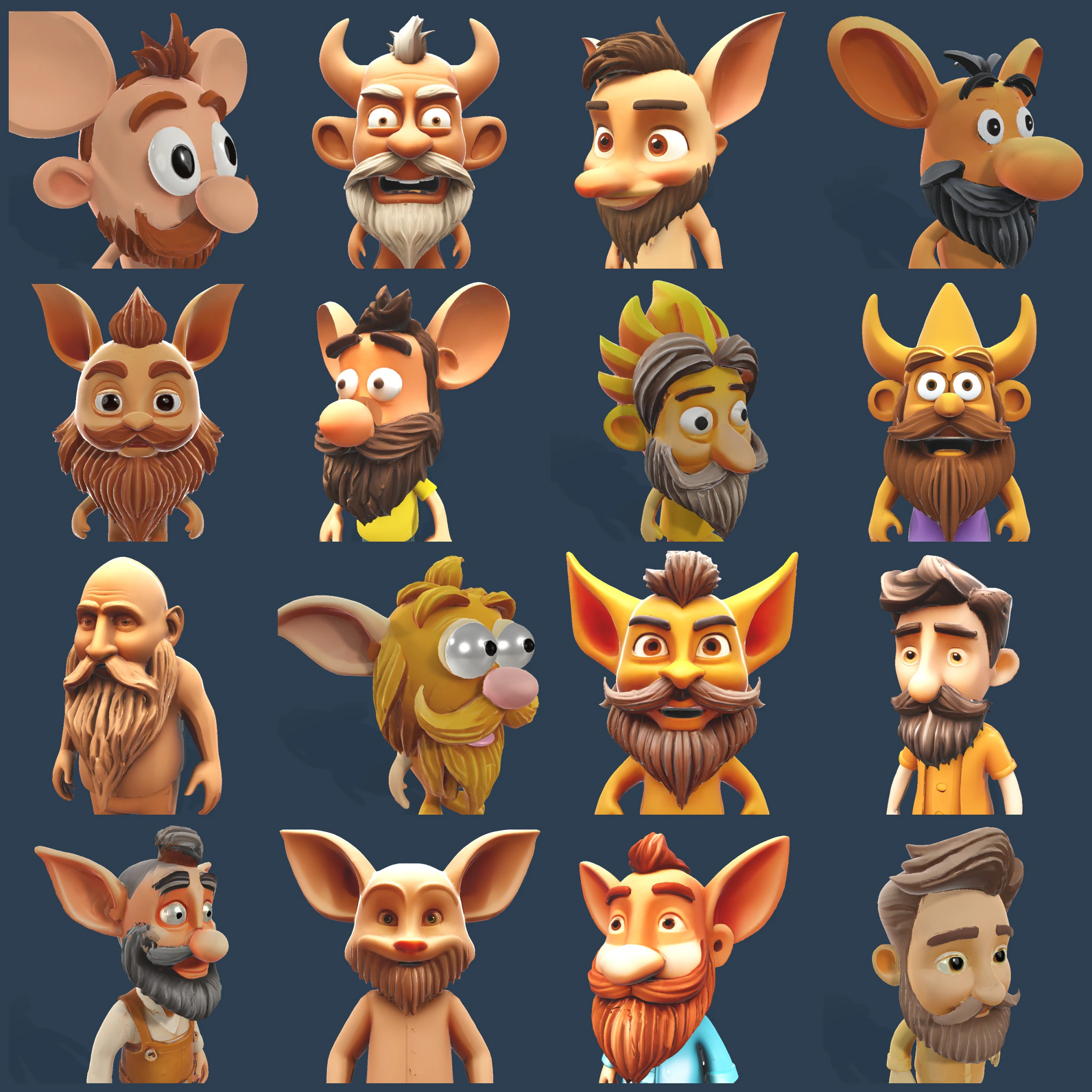 Whimsical Bearded Earthen Sprites 3D Print Model .c4d .max .obj .3ds .fbx .stl .blend 