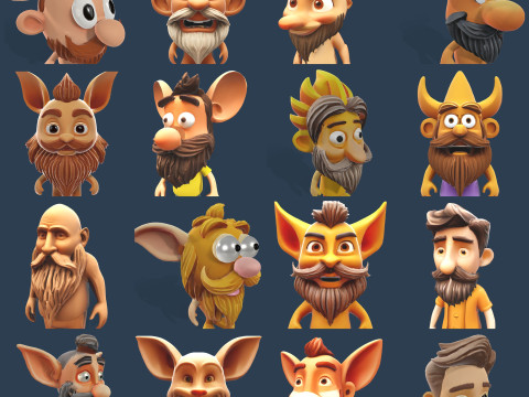 Whimsical Bearded Earthen Sprites 3D Print Model