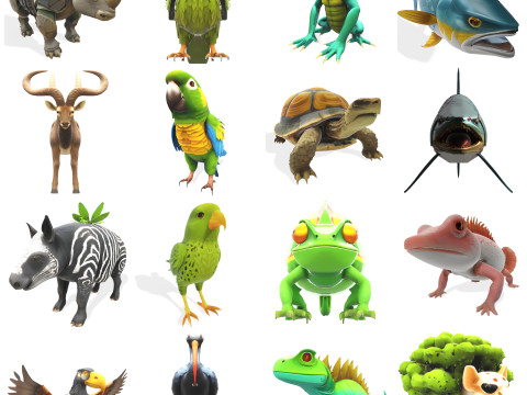 Fantastic Menagerie Mythical Animal Figurine Collection 3D Принт Модель