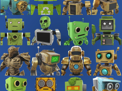 Articulated Robot Army Collection 3D Принт Модель