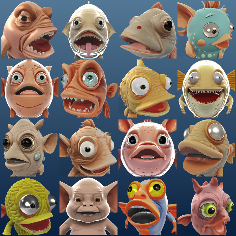 WhimsiFish Friends Collection Modèles 3D en vedette .c4d .max .obj .3ds .fbx .stl .blend