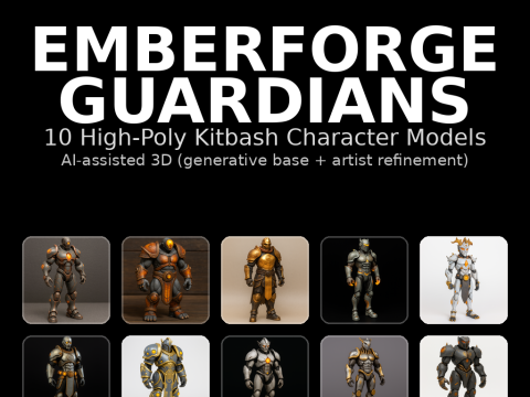 Emberforge Guardians ハイポリ Kitbash キャラクター パック 10 モデル 3Dプリントモデル