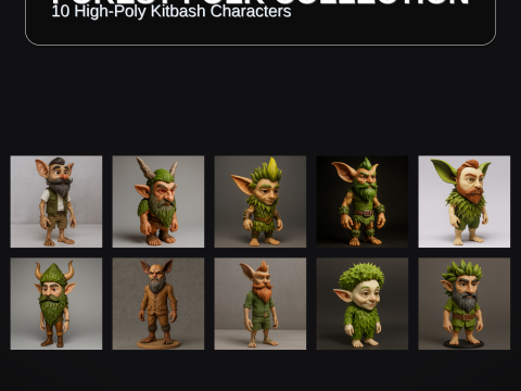 Forest Folk Collection 10 High-Poly Kitbash Characters AI-Assisted 3D Print Model