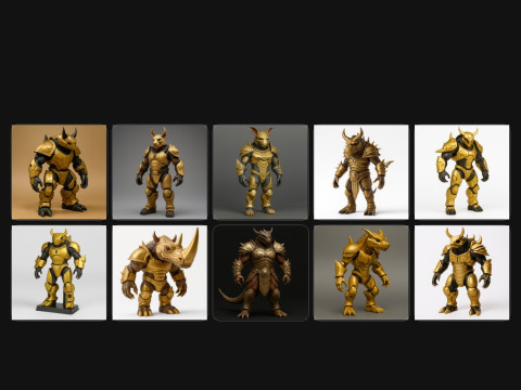 Golden Beast Guardians 金色の角のあるキャラクター パック 10 モデル 3Dプリントモデル