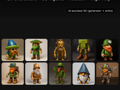 Colecci&oacute;n Woodland Gnome 10 personajes de Kitbash de alta poligonizaci&oacute;n Modelo de impresión 3D