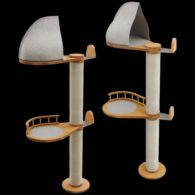 High scratching post with house for cats VINE 118 by Catsby 3Dモデル .c4d .max .obj .3ds .fbx .stl .blend